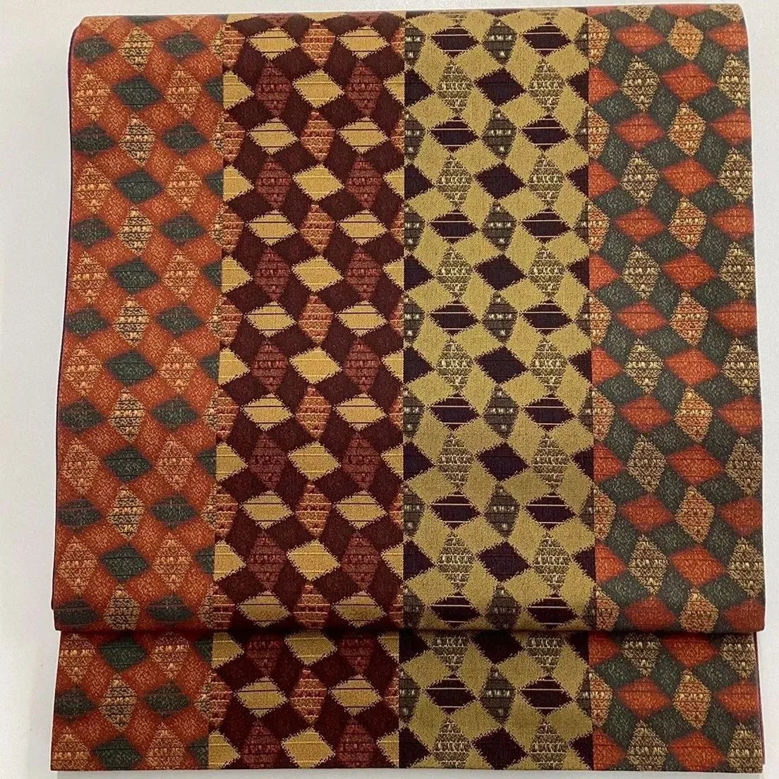 7057# Japanese Vintage Fukuro Obi Belt Kimono Fabric Silk All-over pattern　
