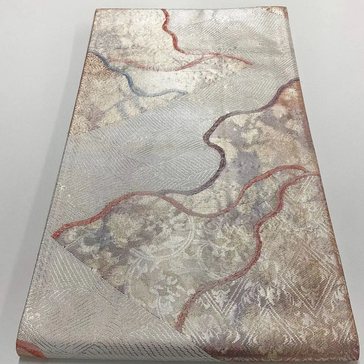 7058# Japanese Vintage Fukuro Obi Belt Kimono Fabric Silk Traditional Unfinished