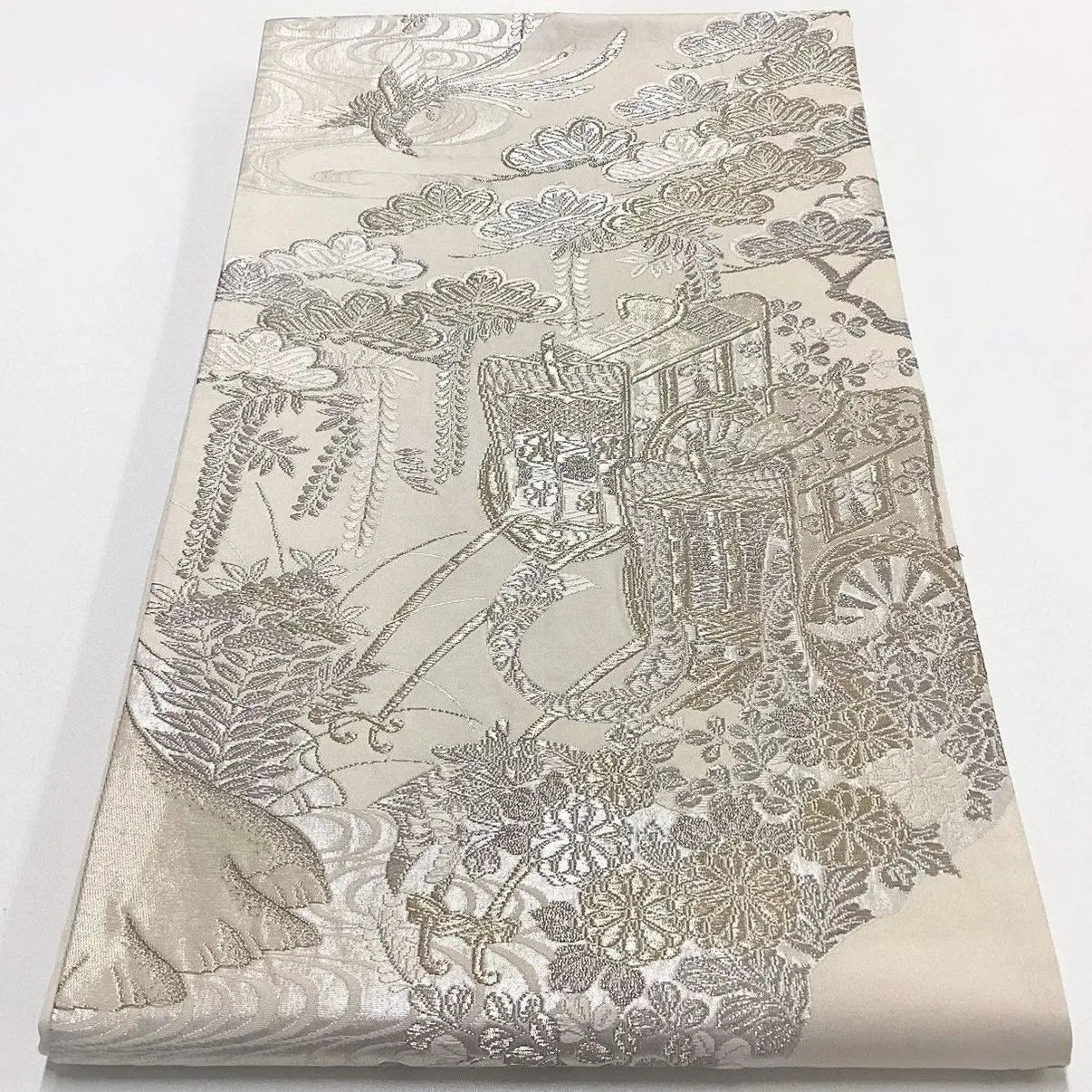 7061# Japanese Vintage Fukuro Obi Belt Kimono Fabric Silk All-over pattern　