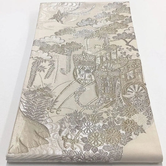 7061# Japanese Vintage Fukuro Obi Belt Kimono Fabric Silk All-over pattern　