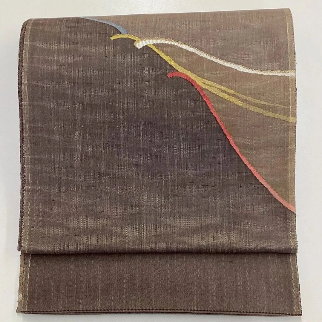 7062# Japanese Vintage Fukuro Obi Belt Kimono Tsumugi Fabric Silk Traditional