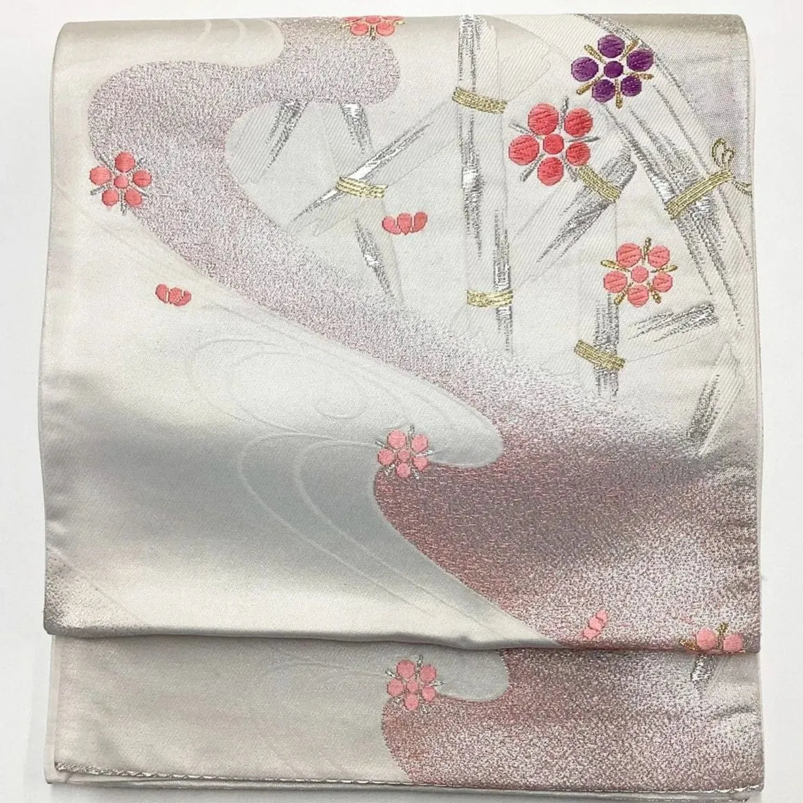 7063# Japanese Vintage Fukuro Obi Belt Kimono Fabric Silk Traditional