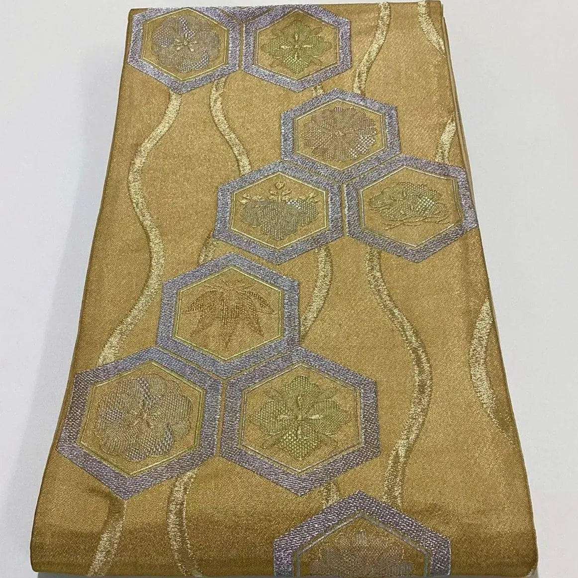 7067# Japanese Vintage Fukuro Obi Belt Kimono Fabric Silk Traditional Unfinished