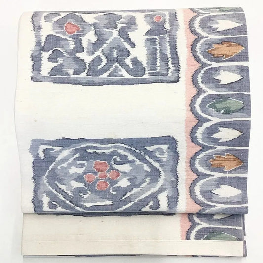 7070# Japanese Vintage Fukuro Obi Belt Kimono Fabric Silk All-over pattern　
