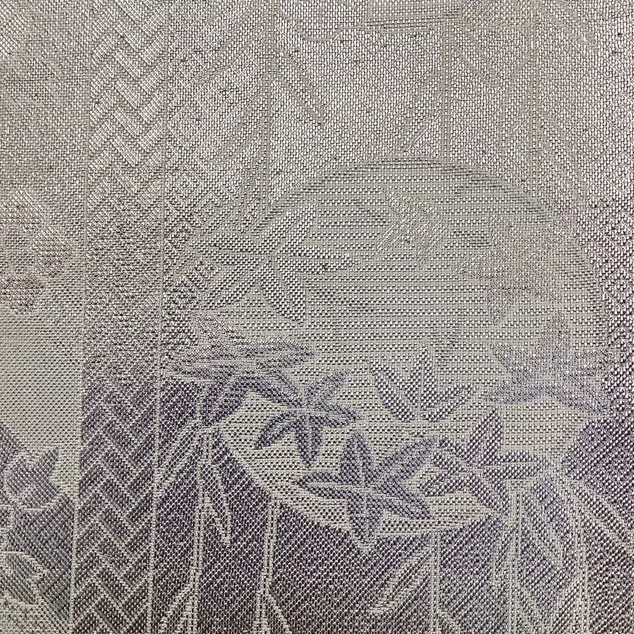 7220# Japanese Vintage Fukuro Obi Belt Kimono Fabric Silk Traditional Silver