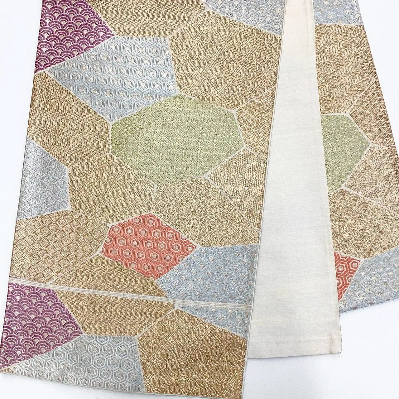 7222# Japanese Vintage Fukuro Obi Belt Kimono Fabric Silk Traditional Unfinished