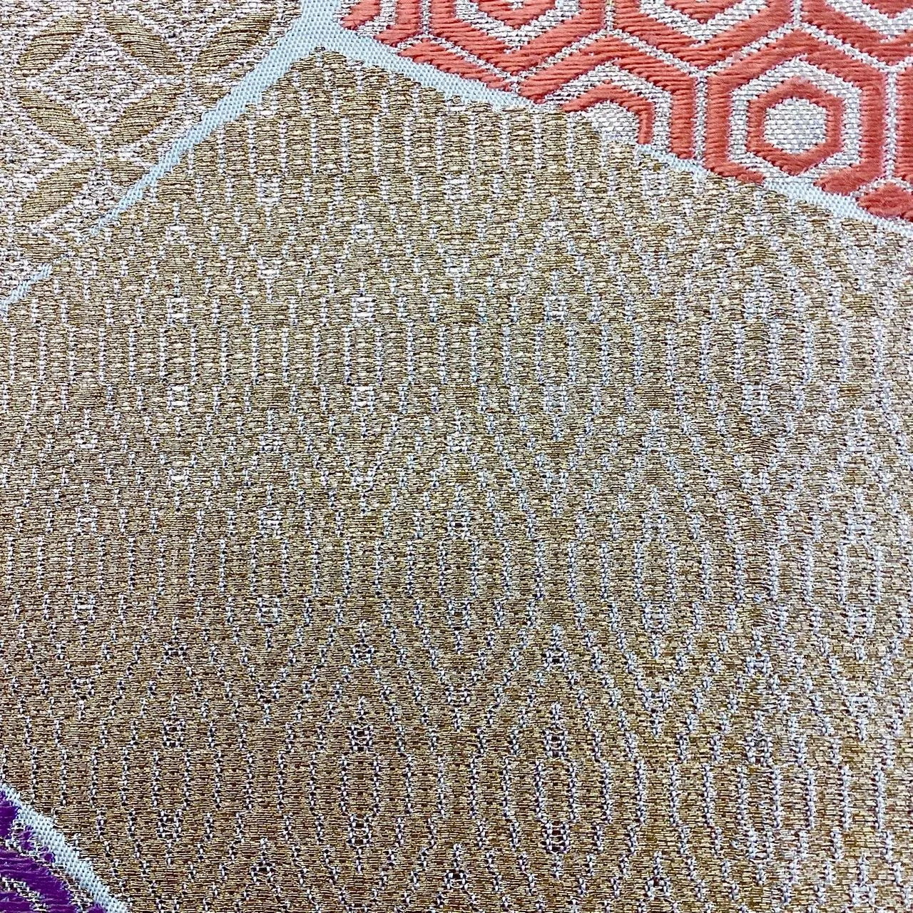 7222# Japanese Vintage Fukuro Obi Belt Kimono Fabric Silk Traditional Unfinished