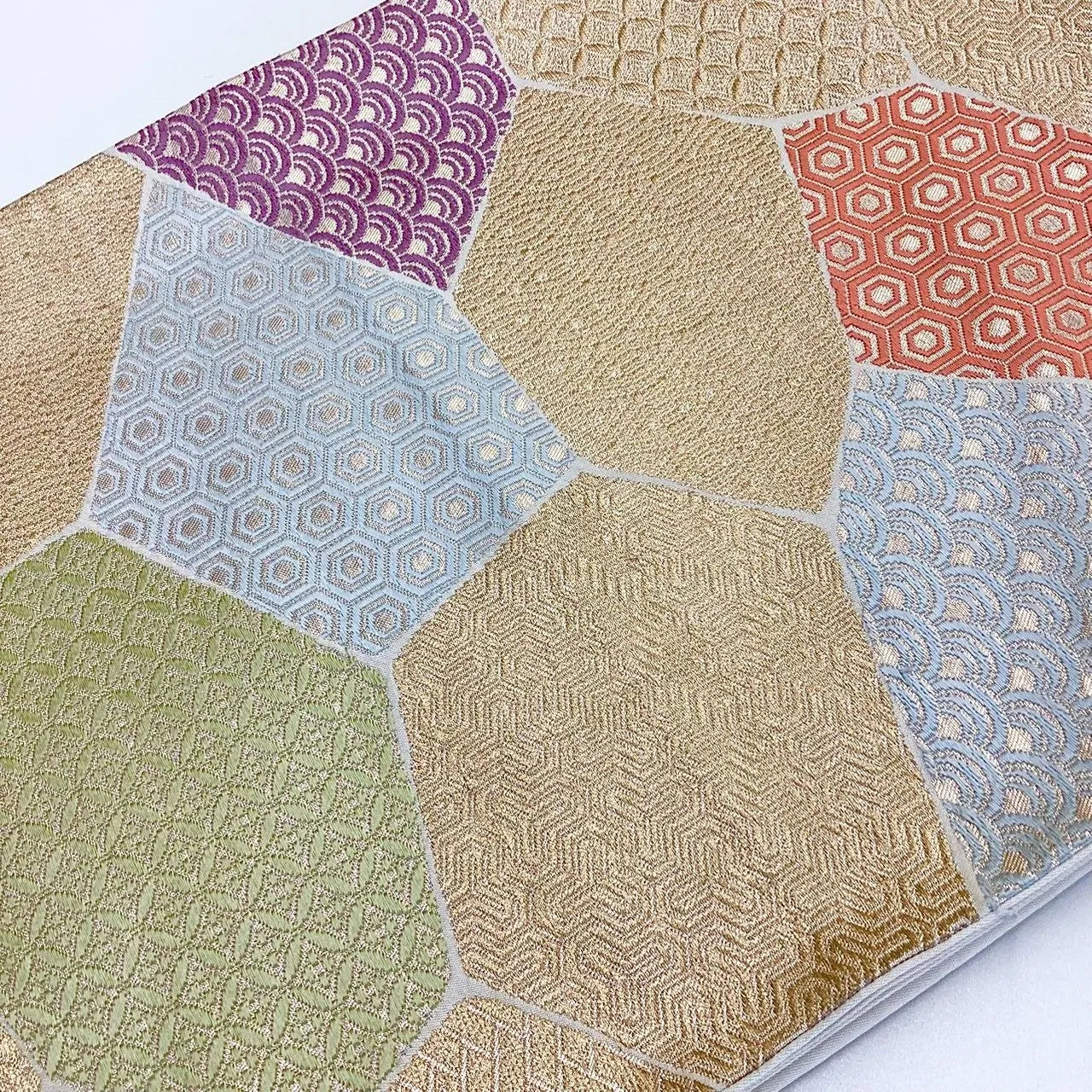 7222# Japanese Vintage Fukuro Obi Belt Kimono Fabric Silk Traditional Unfinished