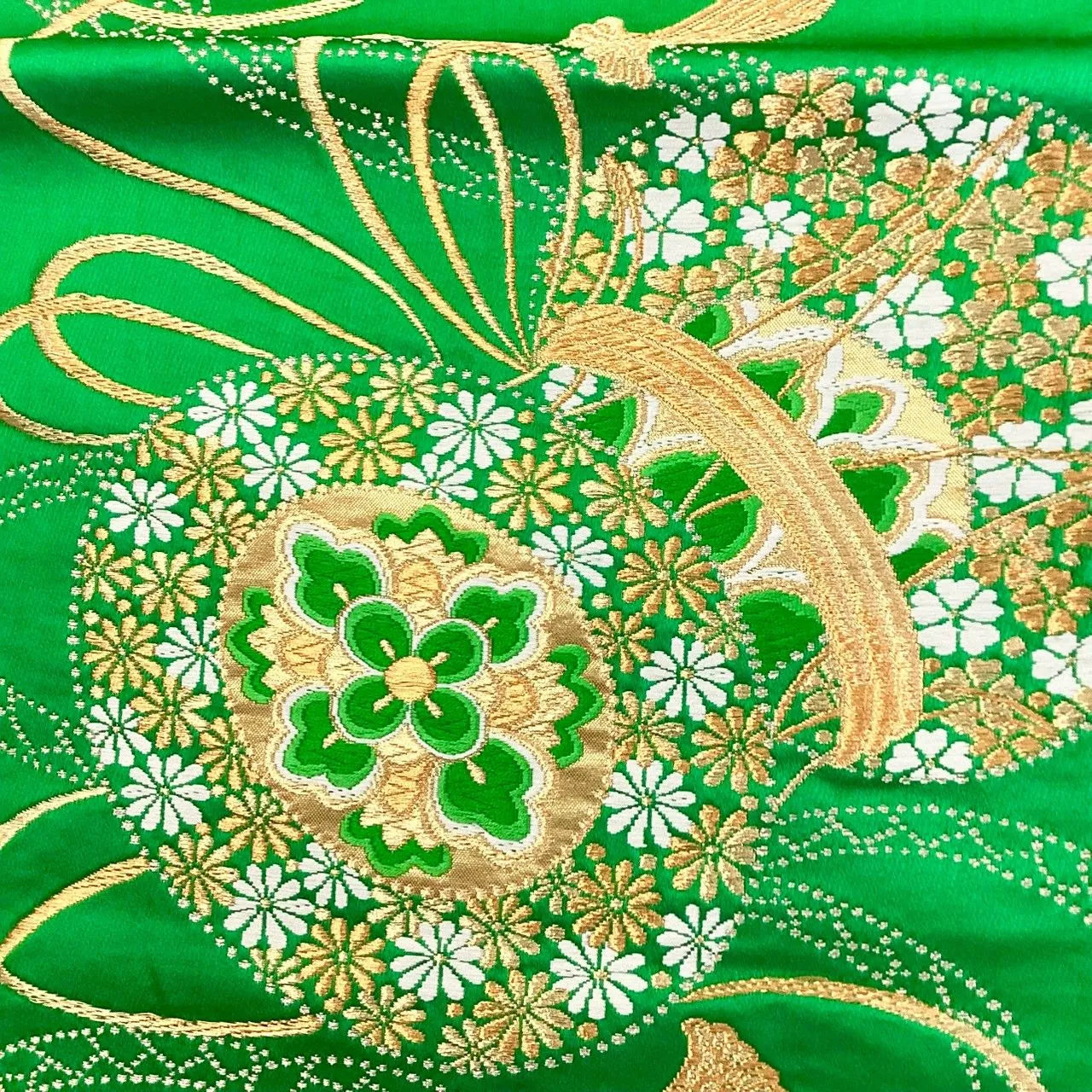 7223# Japanese Vintage Fukuro Obi Belt Kimono Fabric Silk Traditional