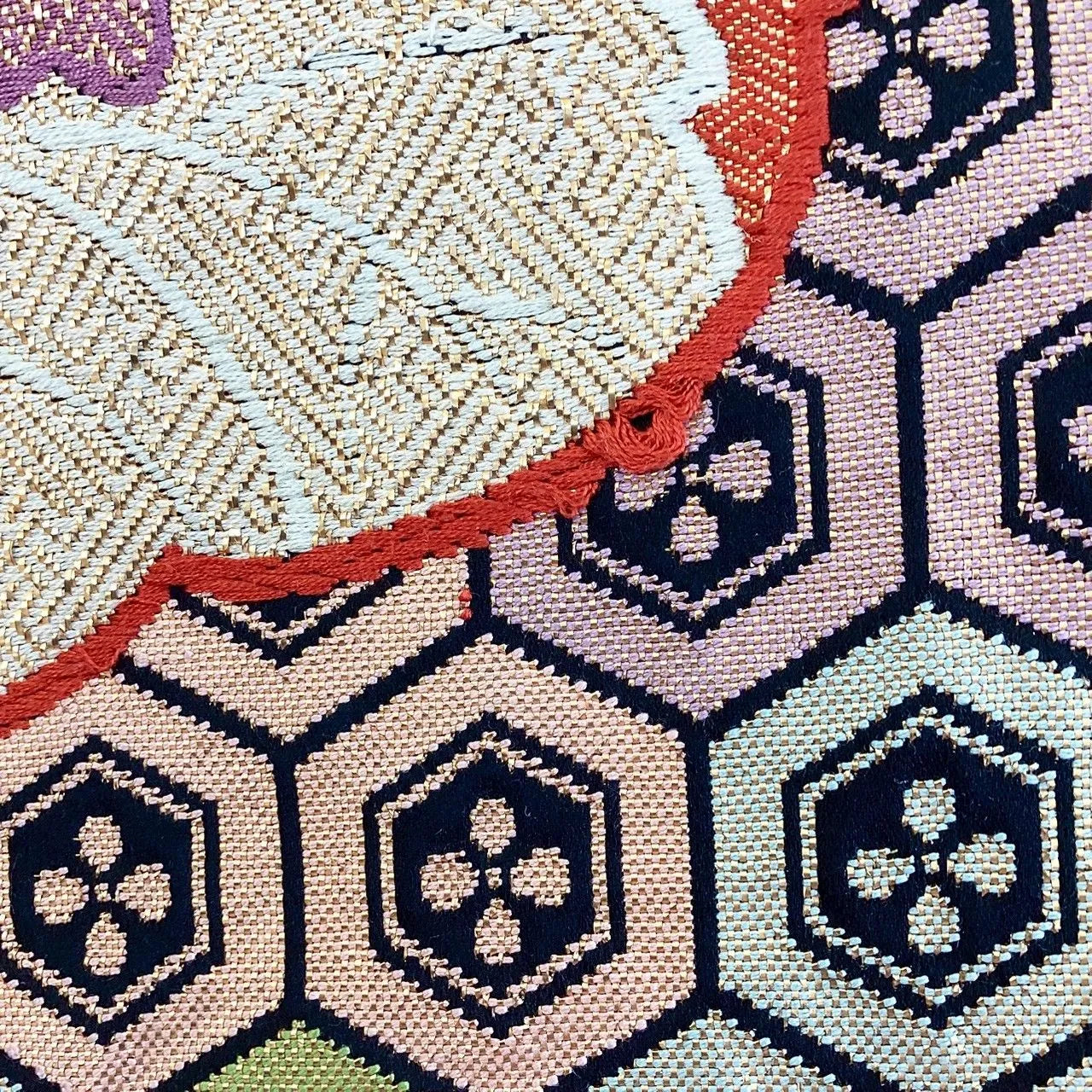 7225# Japanese Vintage Fukuro Obi Belt Kimono Fabric Silk Traditional Unfinished