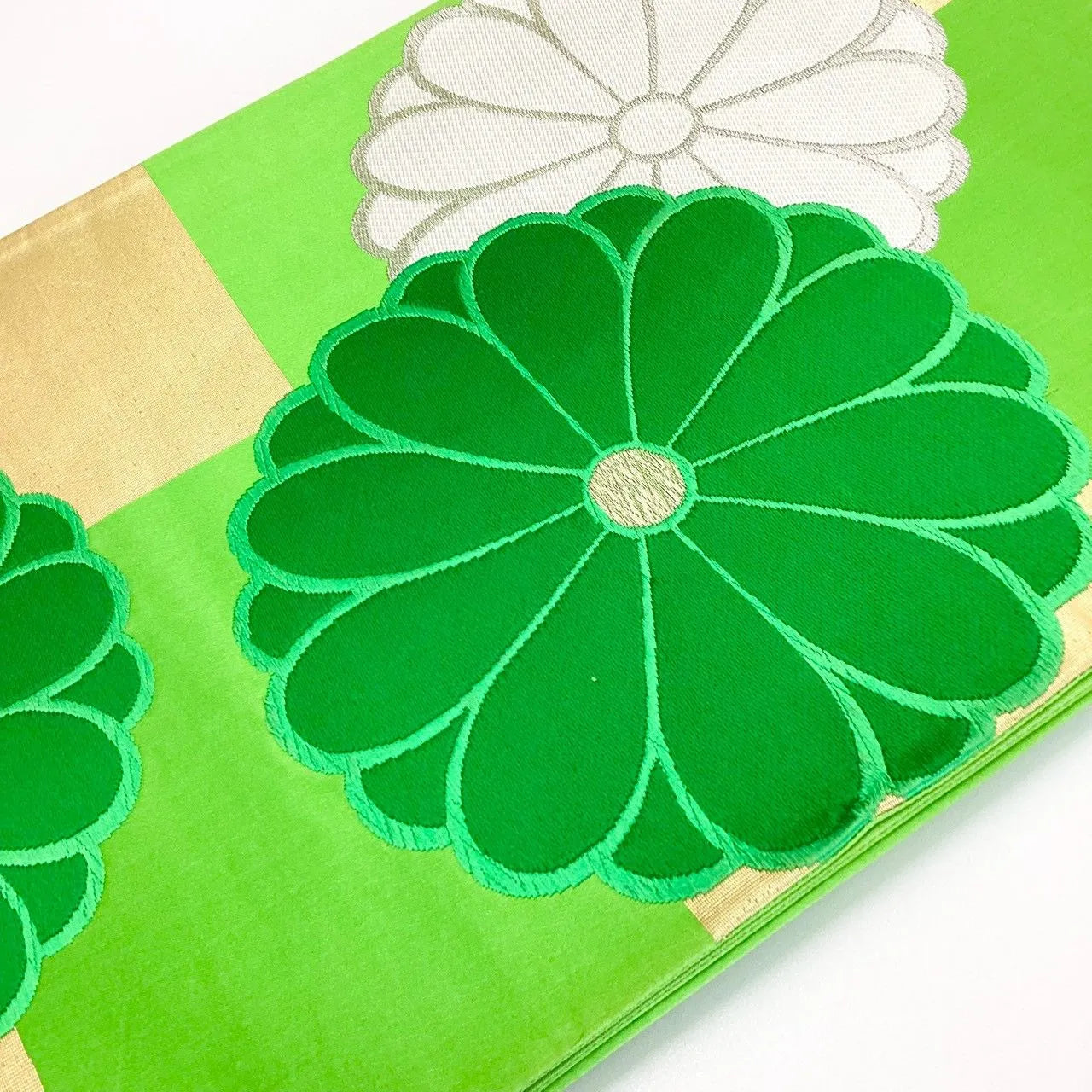 7227# Japanese Vintage Fukuro Obi Belt Kimono Fabric Silk Traditional Embroidery