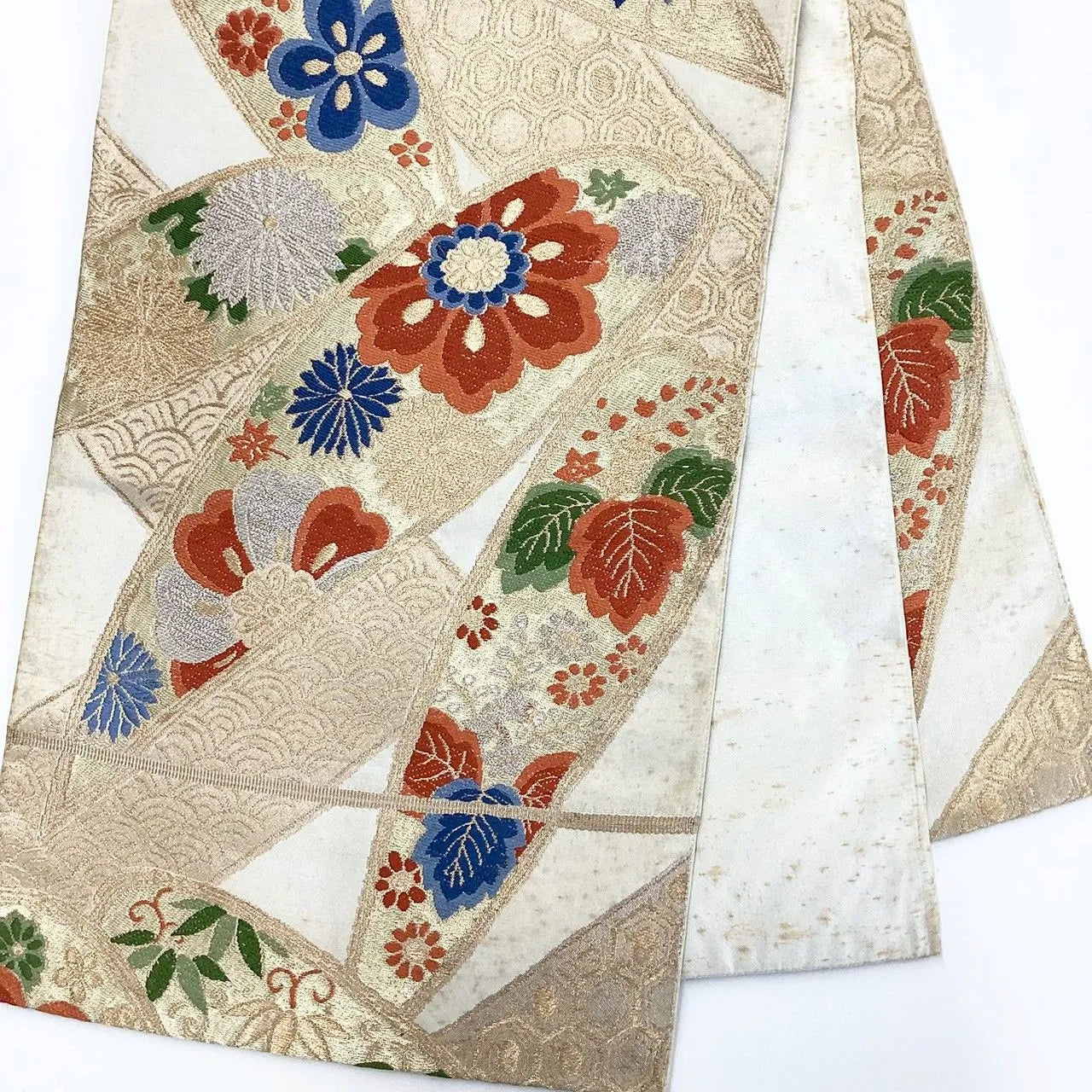 7228# Japanese Vintage Fukuro Obi Belt Kimono Fabric Silk Traditional