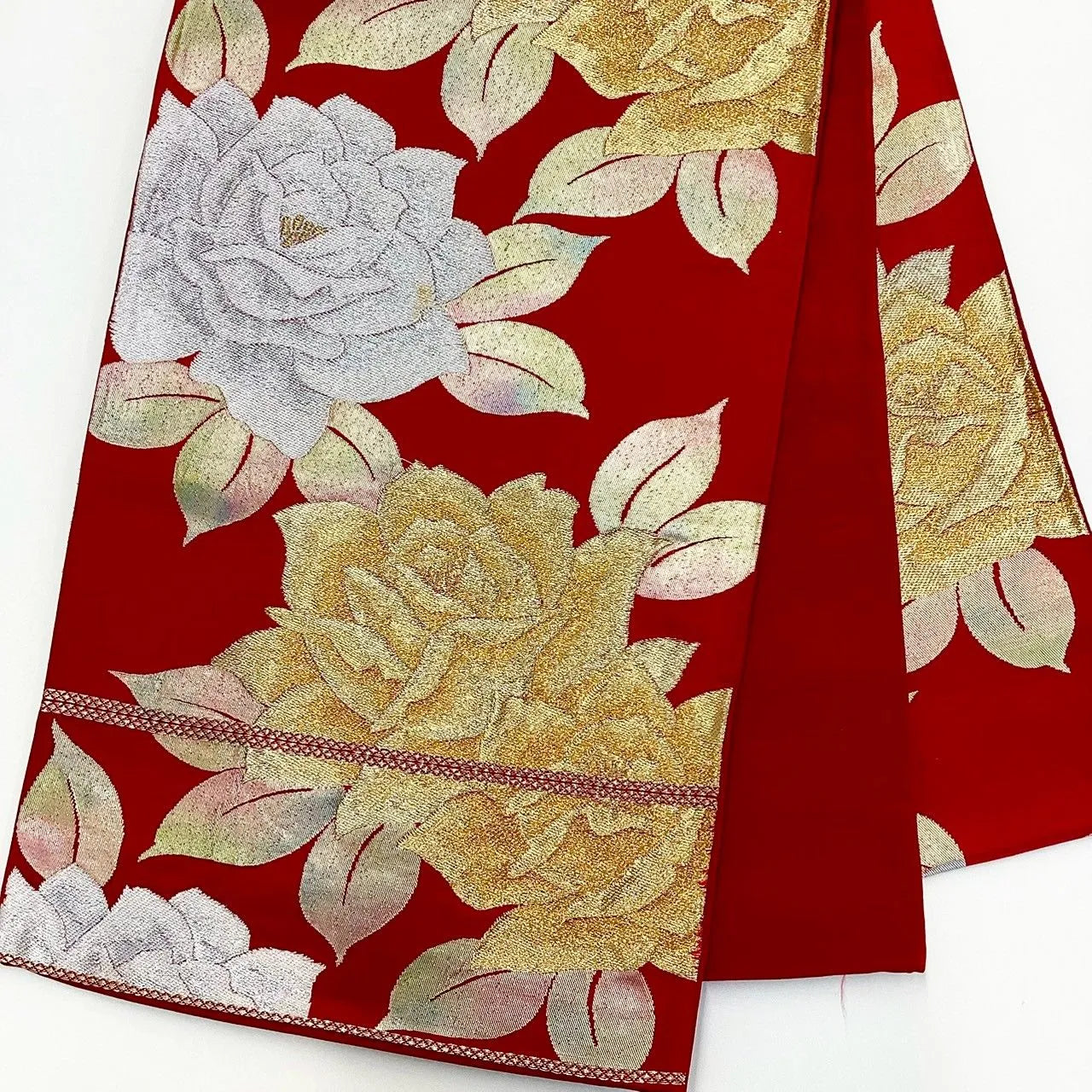 7229# Japanese Vintage Fukuro Obi Belt Kimono Fabric Silk Traditional Unfinished