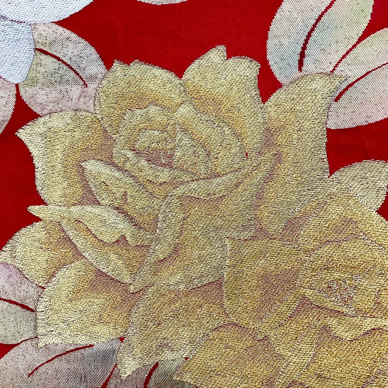 7229# Japanese Vintage Fukuro Obi Belt Kimono Fabric Silk Traditional Unfinished