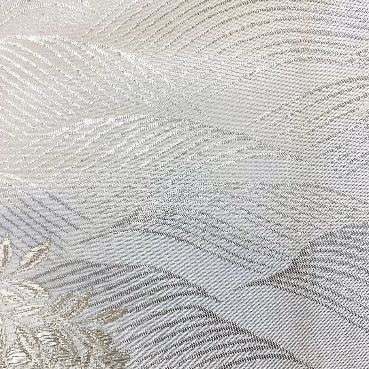 7230# Japanese Vintage Fukuro Obi Belt Kimono Fabric Silk Traditional Silver