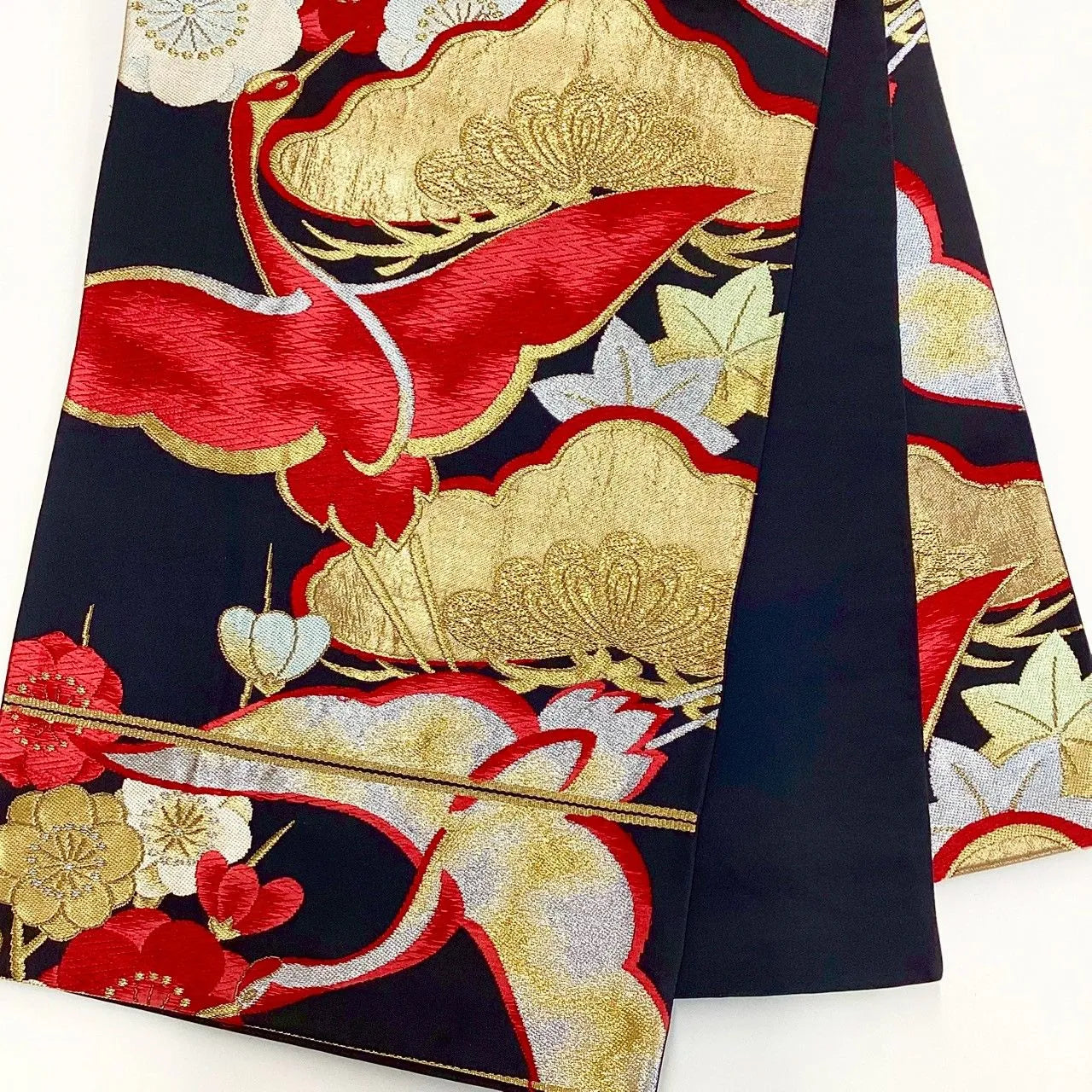 7234# Japanese Vintage Fukuro Obi Belt Kimono Fabric Silk Traditional Unfinished