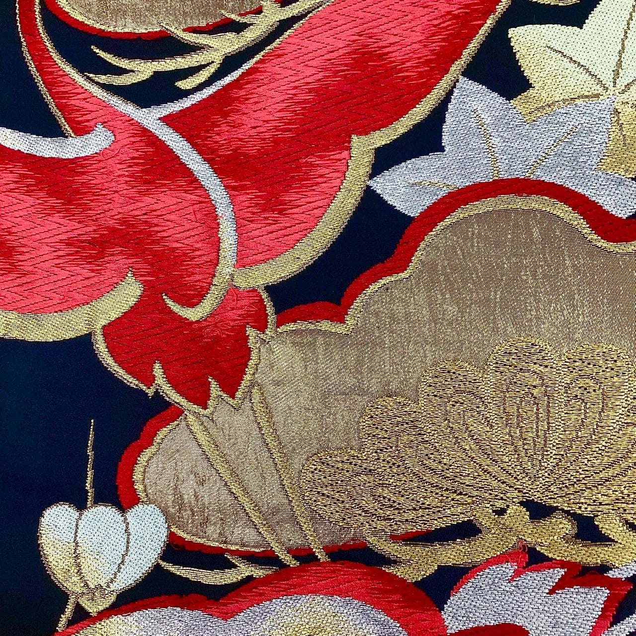 7234# Japanese Vintage Fukuro Obi Belt Kimono Fabric Silk Traditional Unfinished