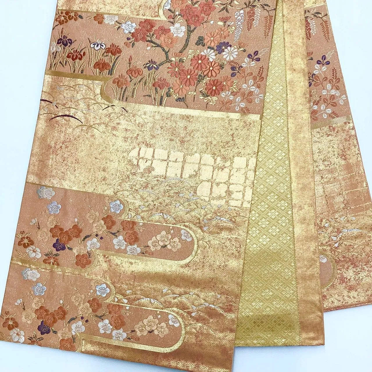 7235# Japanese Vintage Fukuro Obi Belt Kimono Fabric Silk Traditional