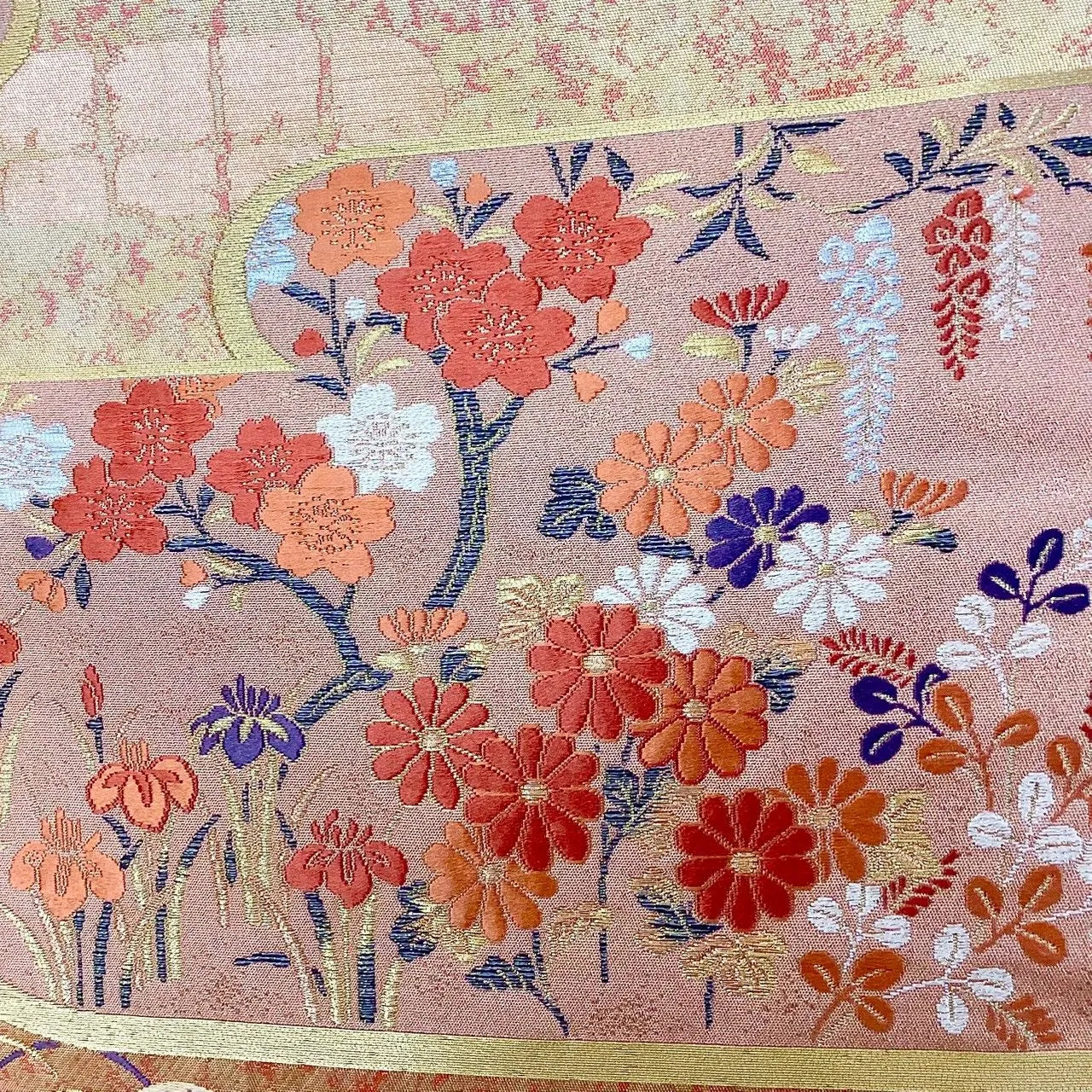 7235# Japanese Vintage Fukuro Obi Belt Kimono Fabric Silk Traditional