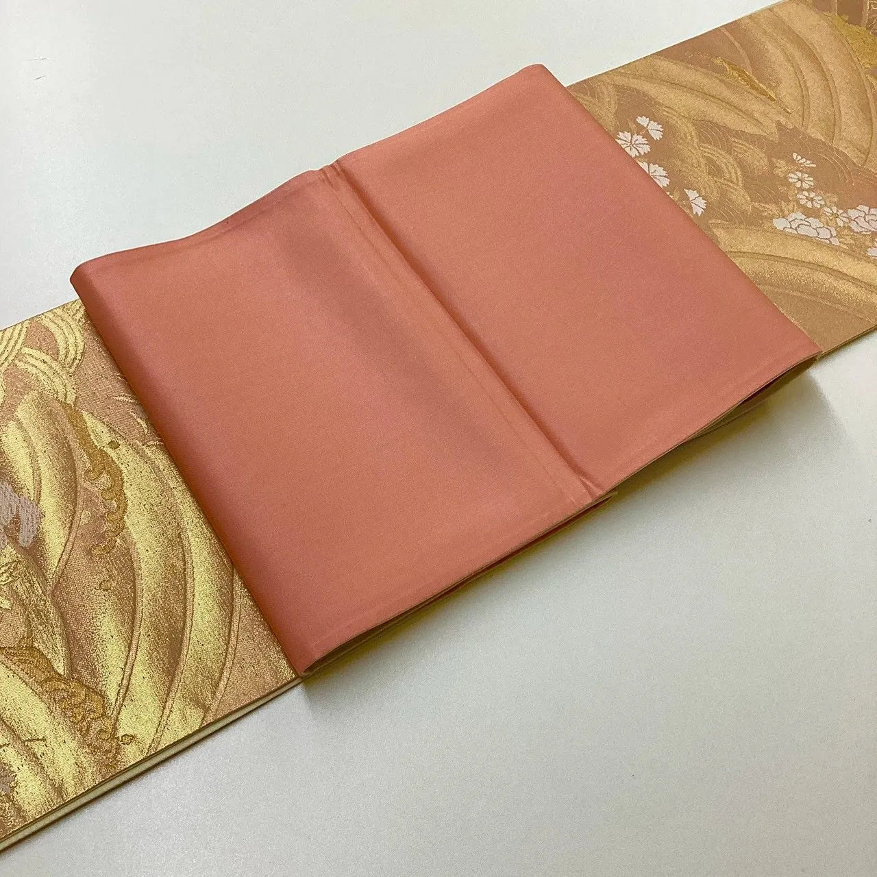 7237# Japanese Vintage Fukuro Obi Belt Kimono Fabric Silk Traditional Unfinished