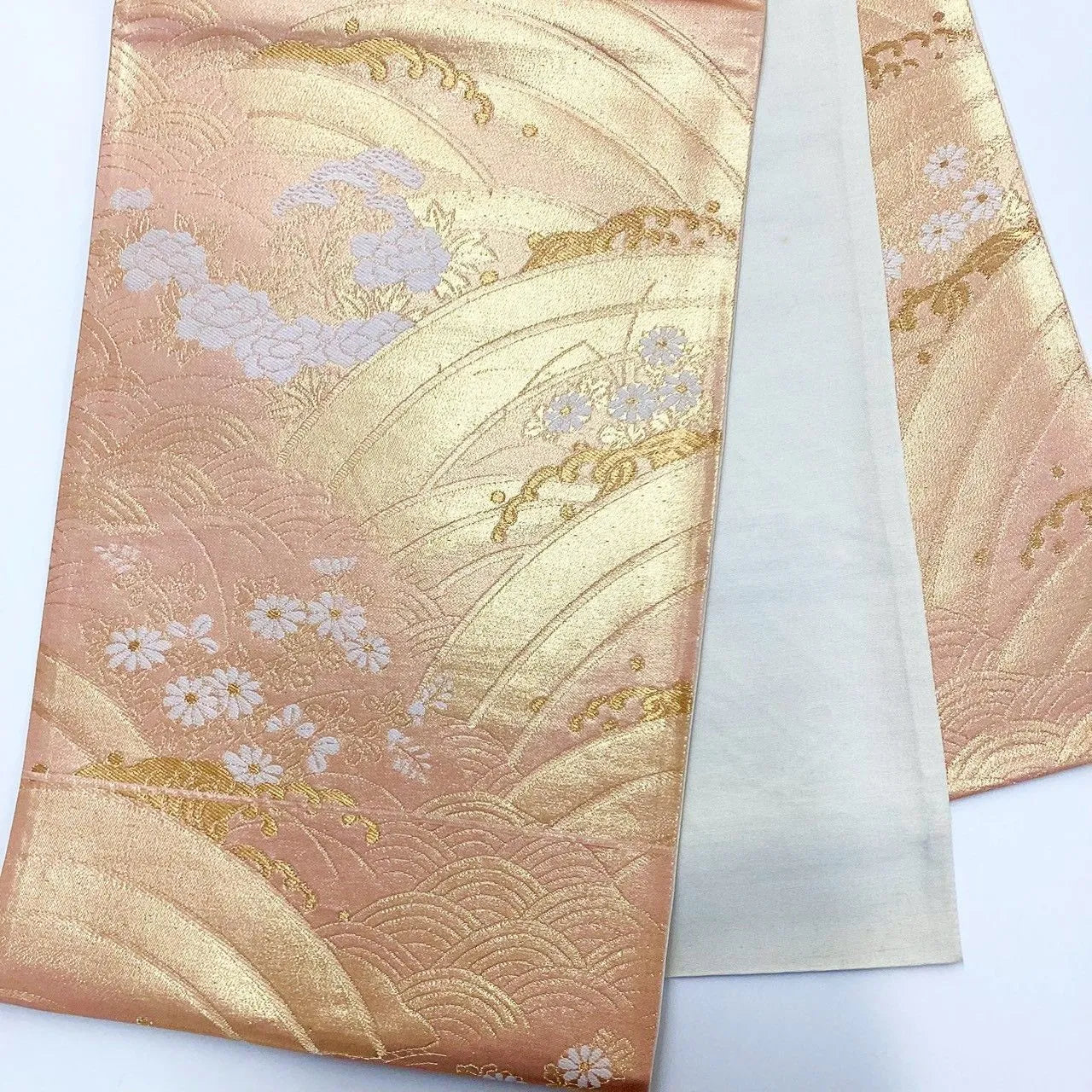 7237# Japanese Vintage Fukuro Obi Belt Kimono Fabric Silk Traditional Unfinished