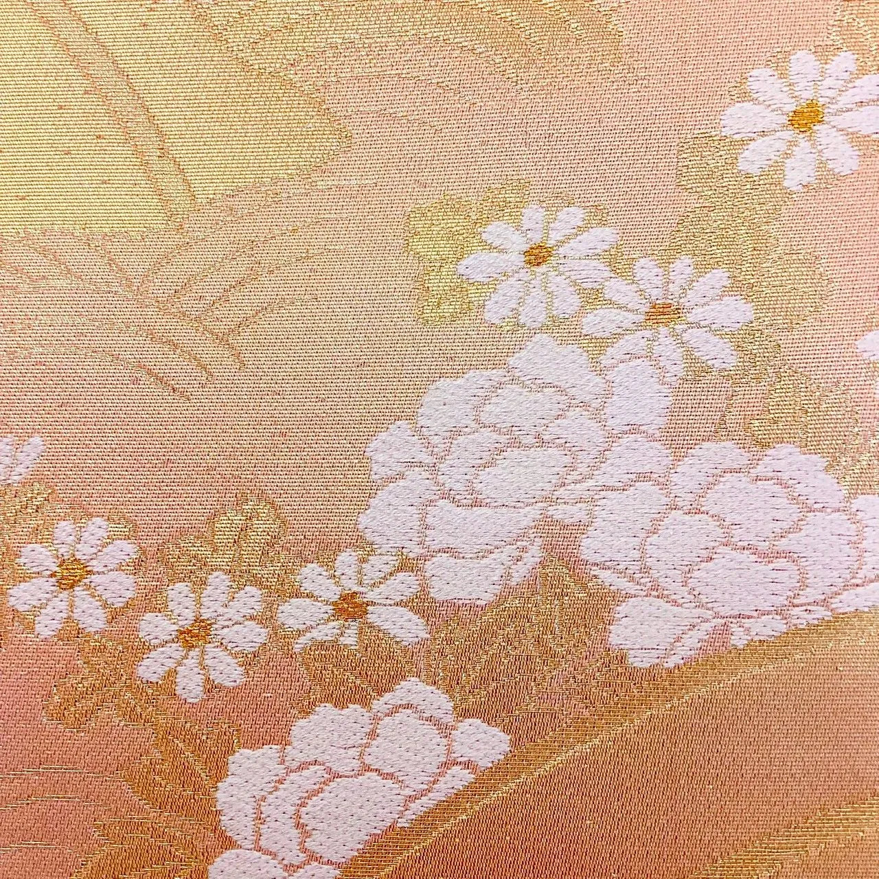 7237# Japanese Vintage Fukuro Obi Belt Kimono Fabric Silk Traditional Unfinished