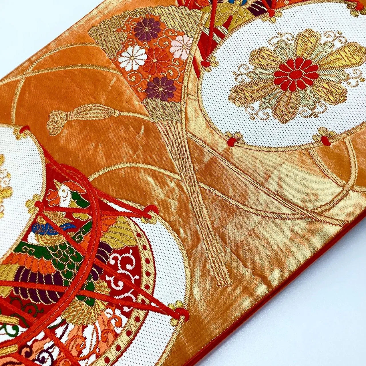 7238# Japanese Vintage Fukuro Obi Belt Kimono Fabric Silk Traditional