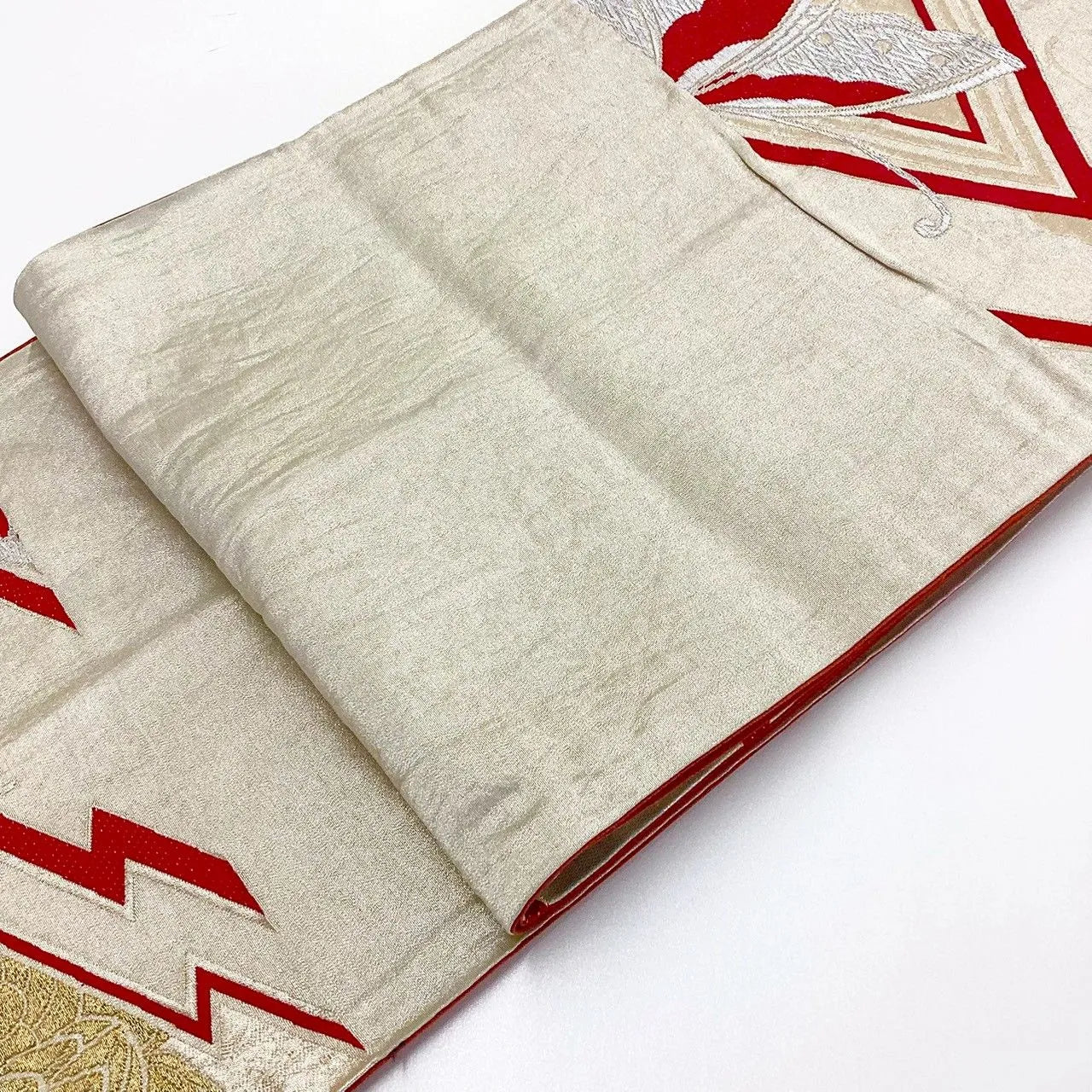 7239# Japanese Vintage Fukuro Obi Belt Kimono Fabric Silk Traditional Unfinished