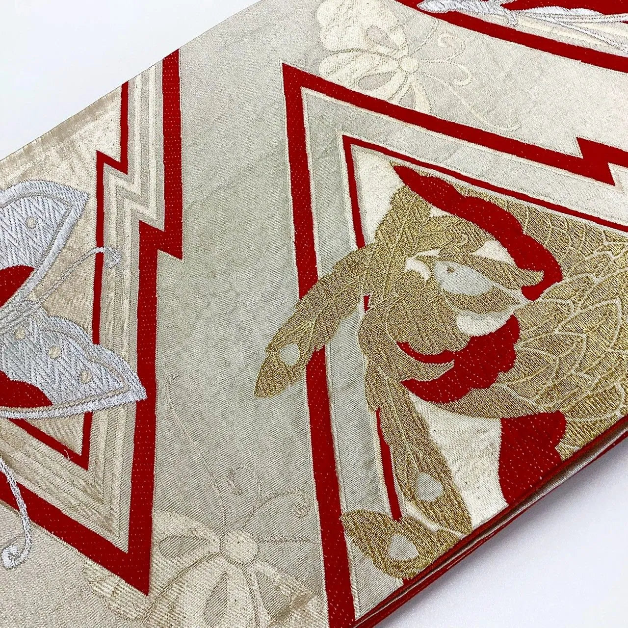 7239# Japanese Vintage Fukuro Obi Belt Kimono Fabric Silk Traditional Unfinished