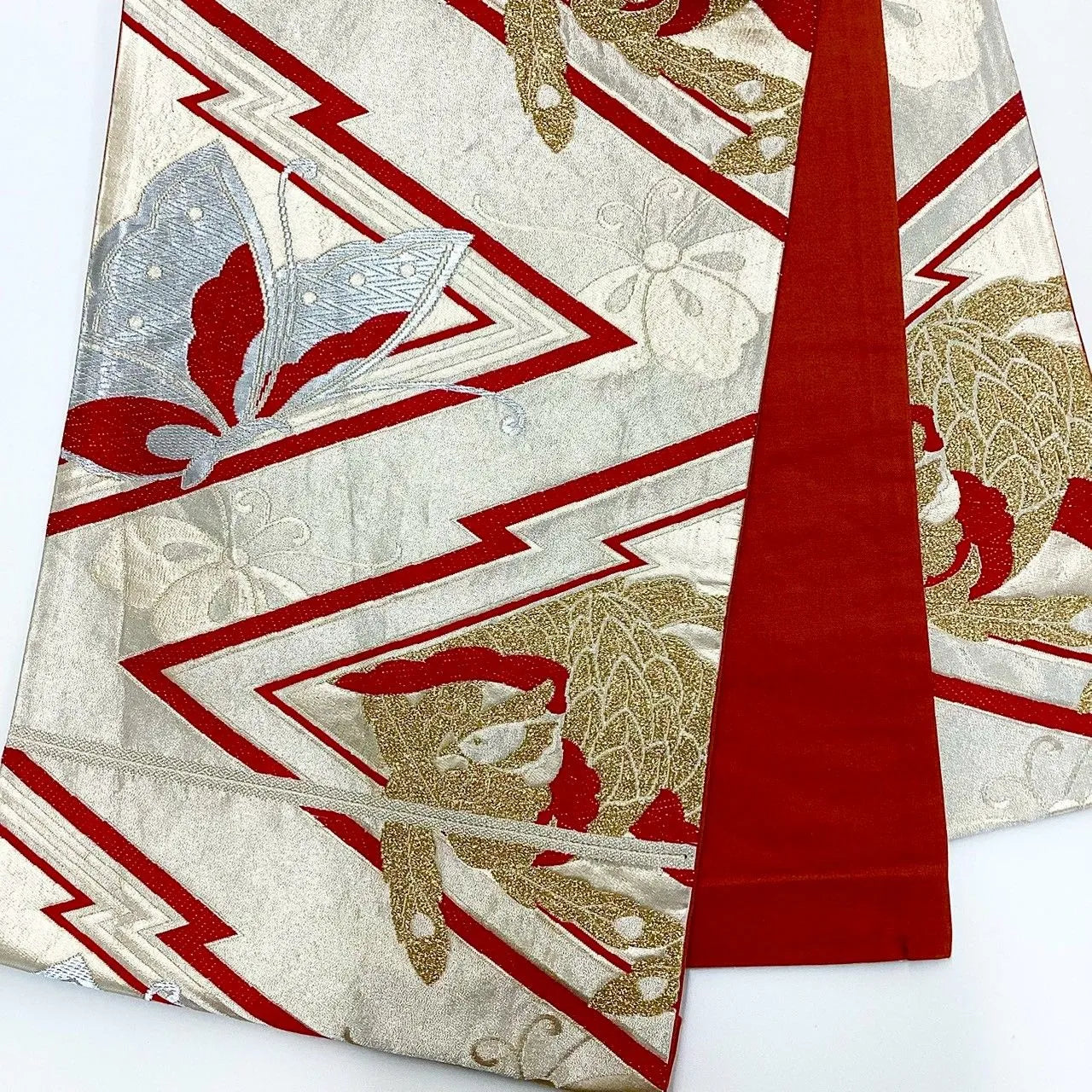 7239# Japanese Vintage Fukuro Obi Belt Kimono Fabric Silk Traditional Unfinished