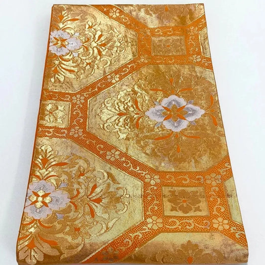 7221# Japanese Vintage Fukuro Obi Belt Kimono Fabric Silk Traditional
