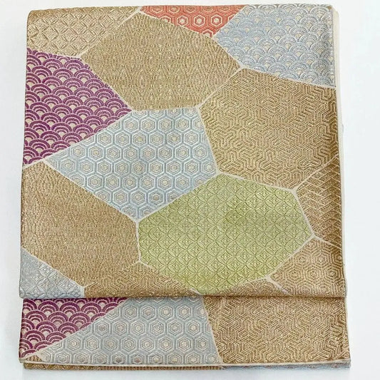 7222# Japanese Vintage Fukuro Obi Belt Kimono Fabric Silk Traditional Unfinished