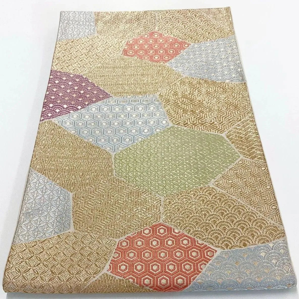 7222# Japanese Vintage Fukuro Obi Belt Kimono Fabric Silk Traditional Unfinished