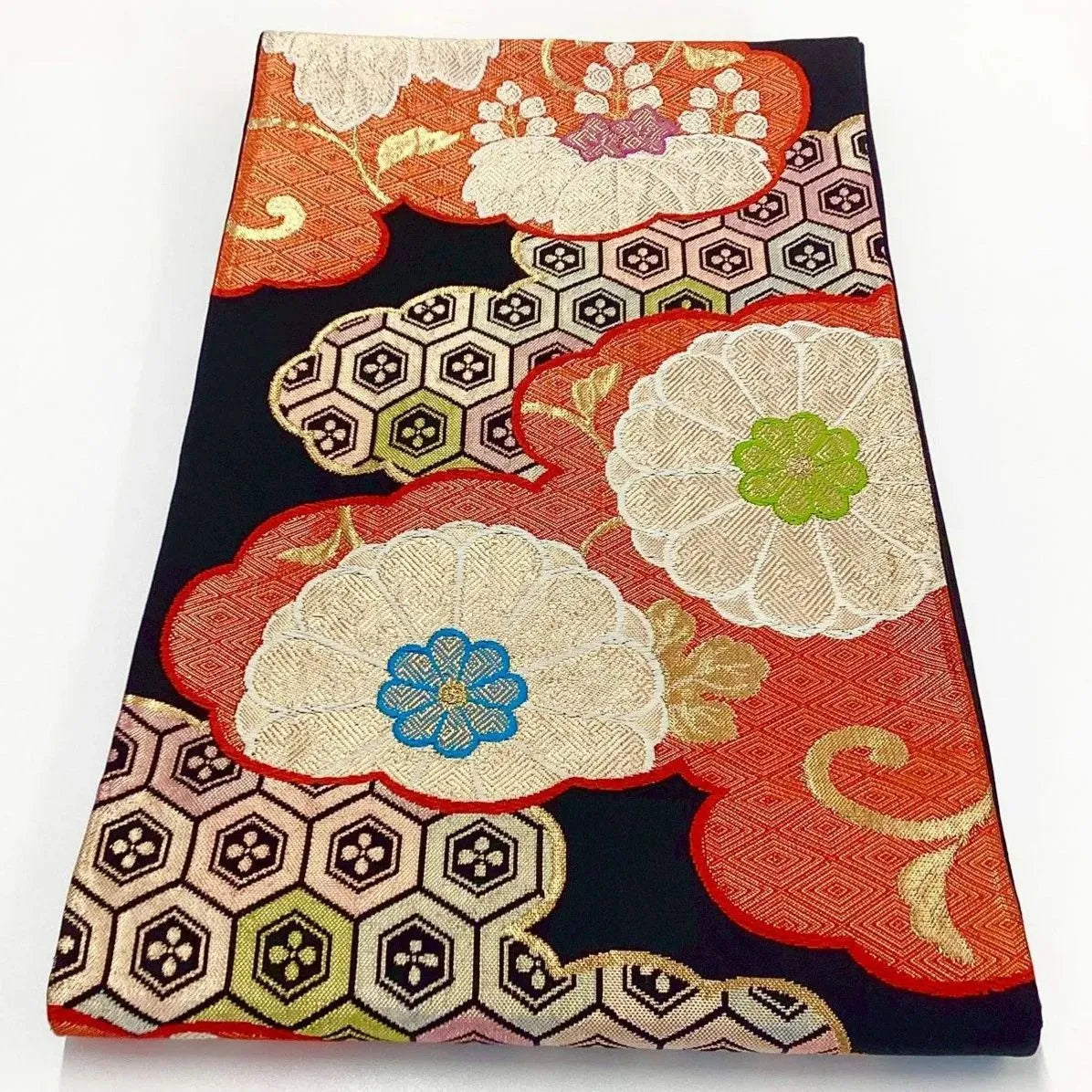 7225# Japanese Vintage Fukuro Obi Belt Kimono Fabric Silk Traditional Unfinished