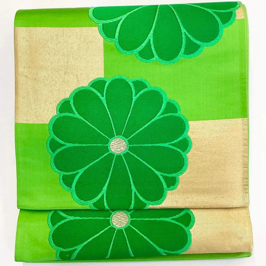 7227# Japanese Vintage Fukuro Obi Belt Kimono Fabric Silk Traditional Embroidery