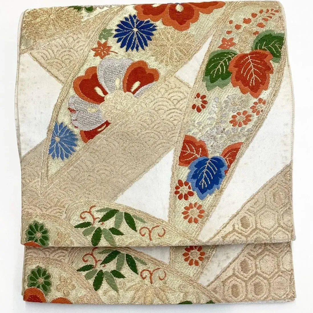 7228# Japanese Vintage Fukuro Obi Belt Kimono Fabric Silk Traditional