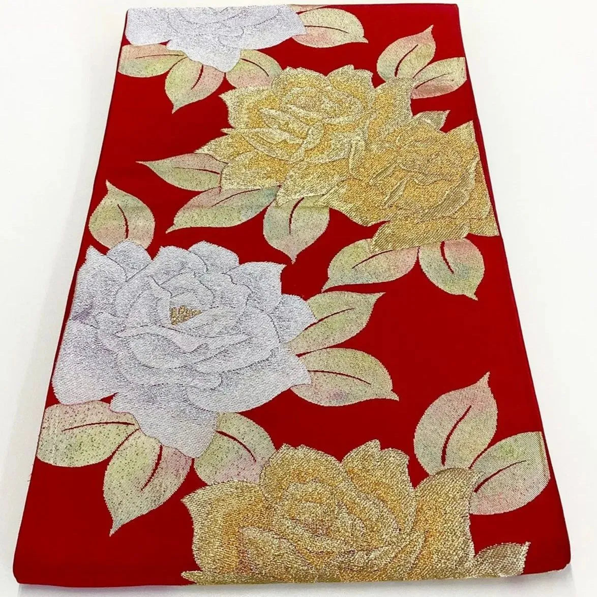 7229# Japanese Vintage Fukuro Obi Belt Kimono Fabric Silk Traditional Unfinished