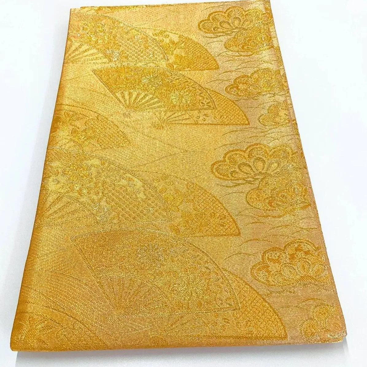 7233# Japanese Vintage Fukuro Obi Belt Kimono Fabric Silk Traditional Gold