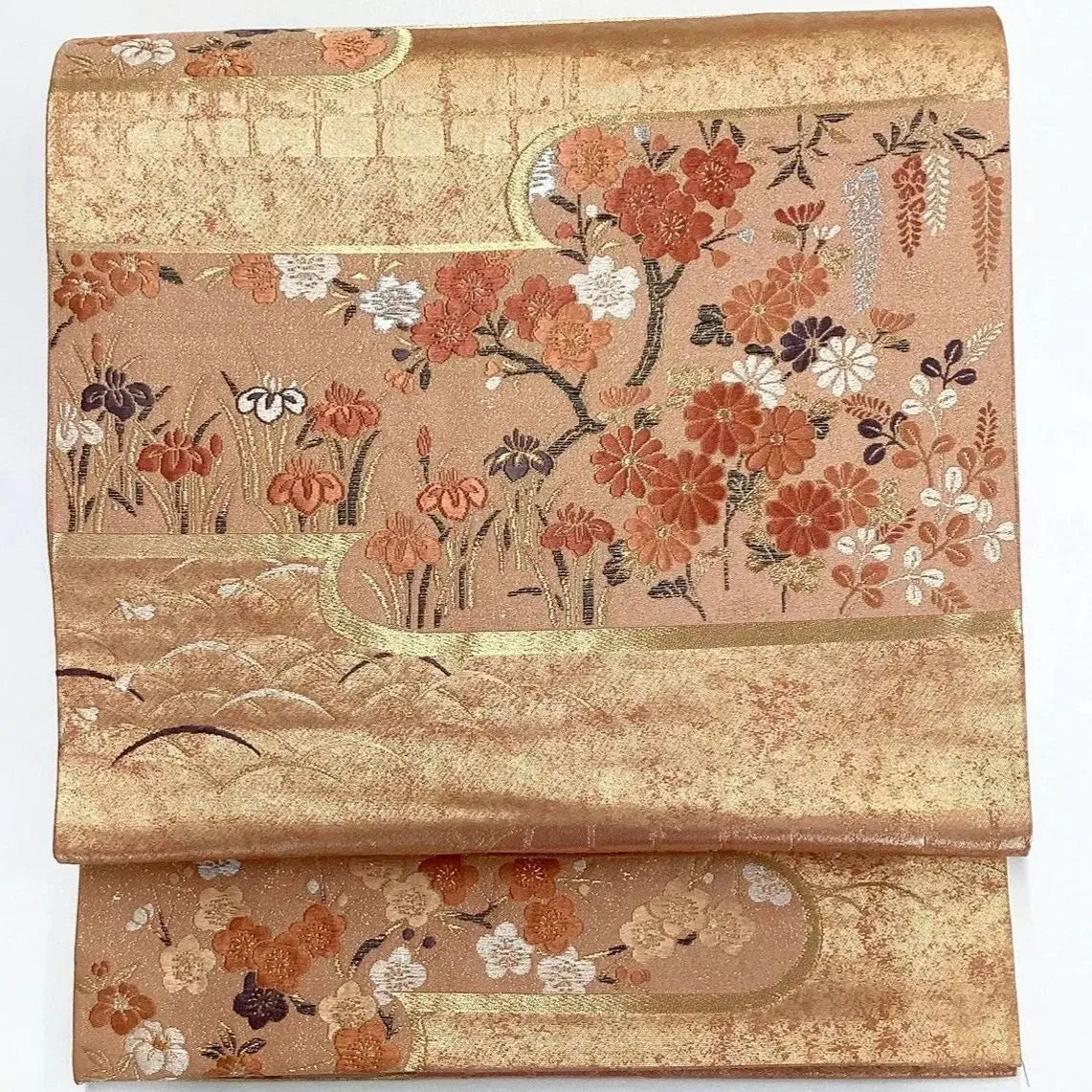 7235# Japanese Vintage Fukuro Obi Belt Kimono Fabric Silk Traditional