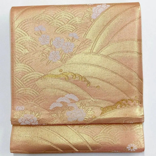 7237# Japanese Vintage Fukuro Obi Belt Kimono Fabric Silk Traditional Unfinished