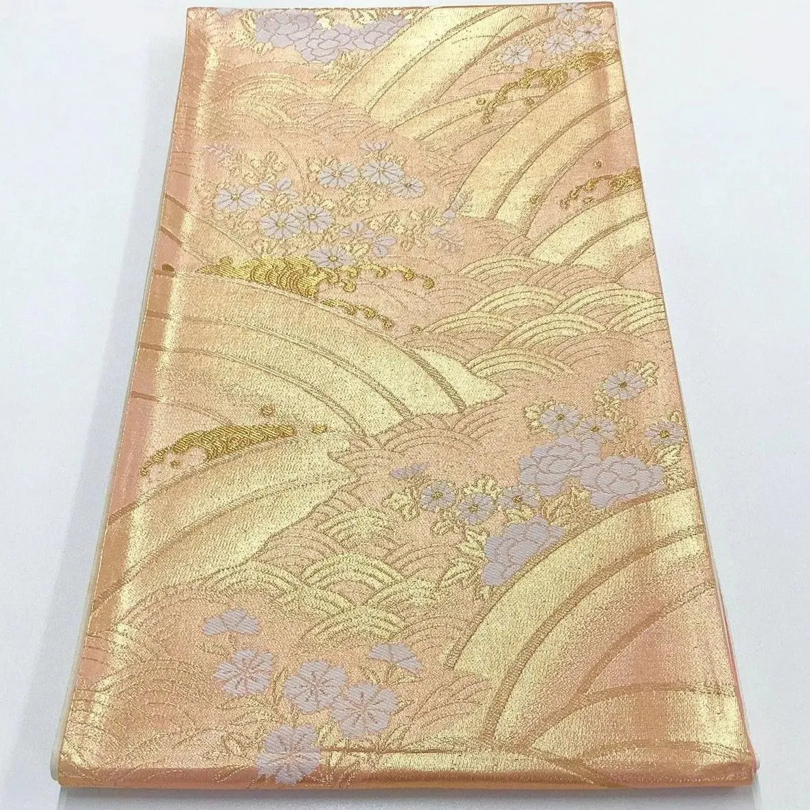 7237# Japanese Vintage Fukuro Obi Belt Kimono Fabric Silk Traditional Unfinished