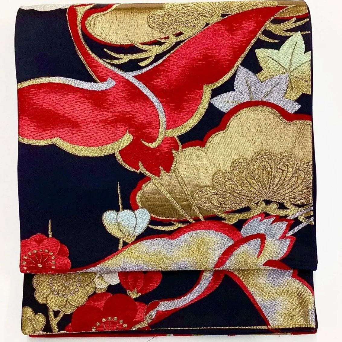 7234# Japanese Vintage Fukuro Obi Belt Kimono Fabric Silk Traditional Unfinished