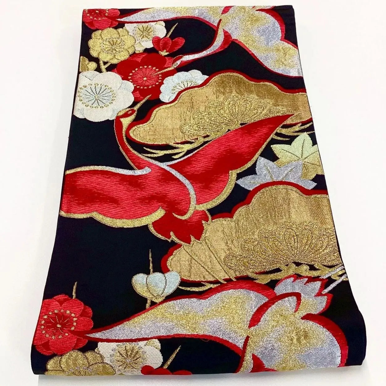 7234# Japanese Vintage Fukuro Obi Belt Kimono Fabric Silk Traditional Unfinished