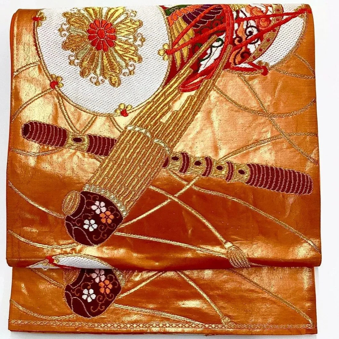 7238# Japanese Vintage Fukuro Obi Belt Kimono Fabric Silk Traditional