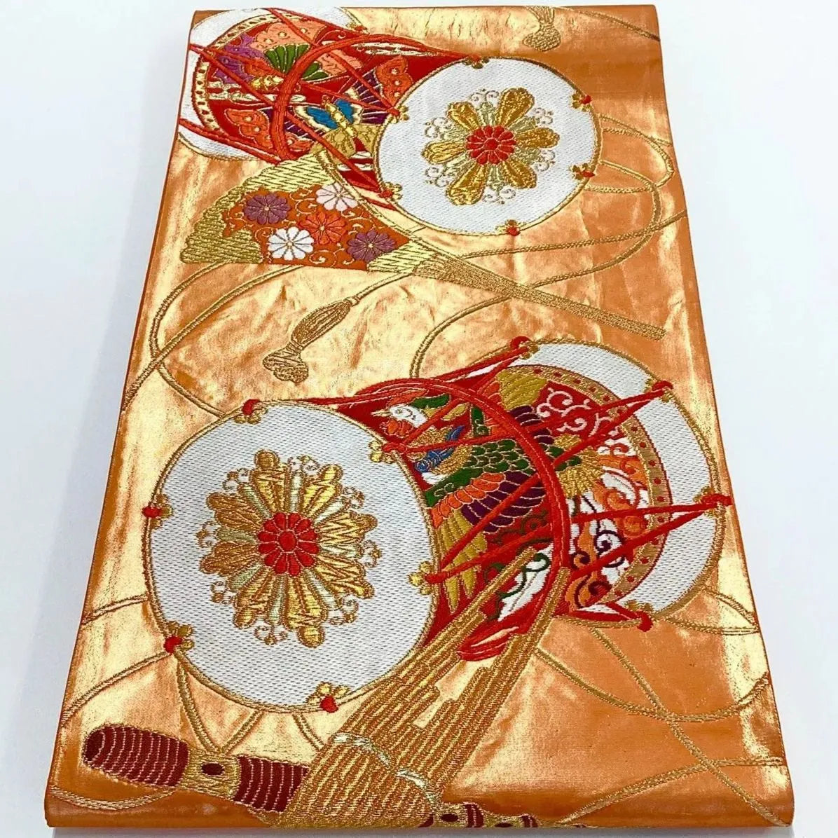 7238# Japanese Vintage Fukuro Obi Belt Kimono Fabric Silk Traditional