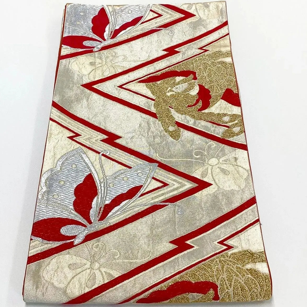 7239# Japanese Vintage Fukuro Obi Belt Kimono Fabric Silk Traditional Unfinished