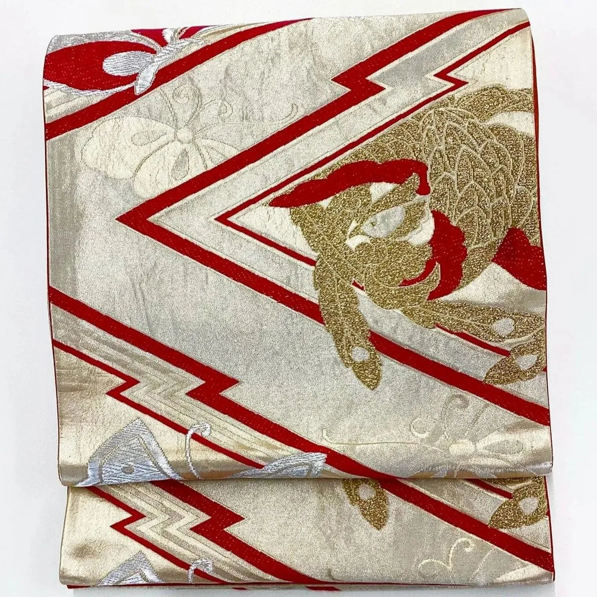 7239# Japanese Vintage Fukuro Obi Belt Kimono Fabric Silk Traditional Unfinished