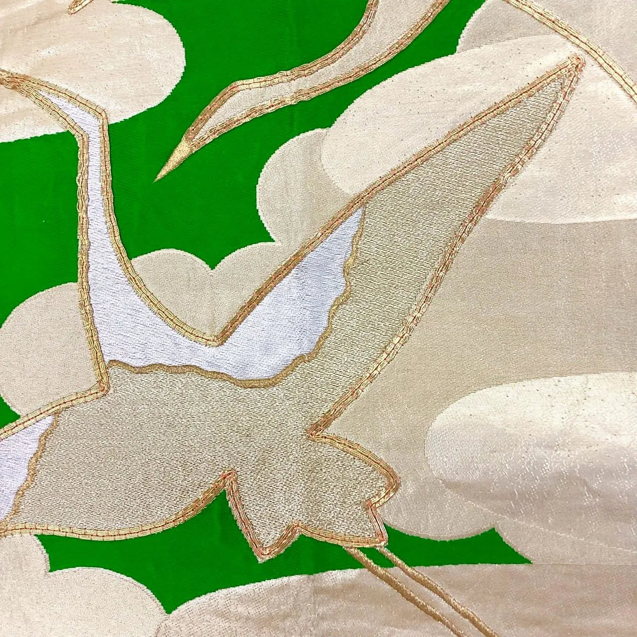 7240# Japanese Vintage Fukuro Obi Belt Kimono Fabric Silk Traditional Embroidery