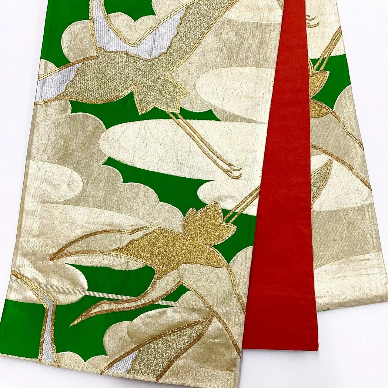 7240# Japanese Vintage Fukuro Obi Belt Kimono Fabric Silk Traditional Embroidery