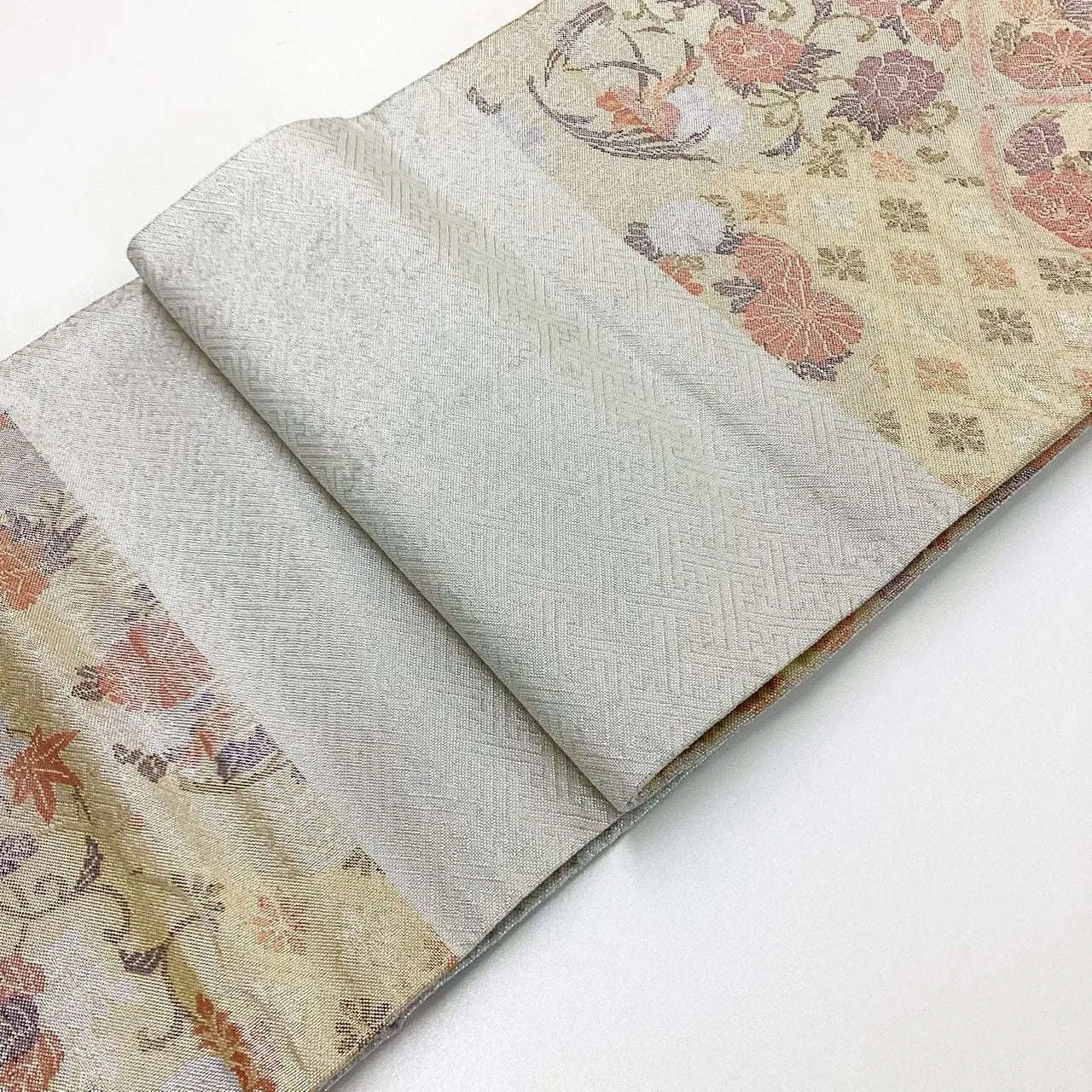 7241# Japanese Vintage Fukuro Obi Belt Kimono Fabric Silk Traditional